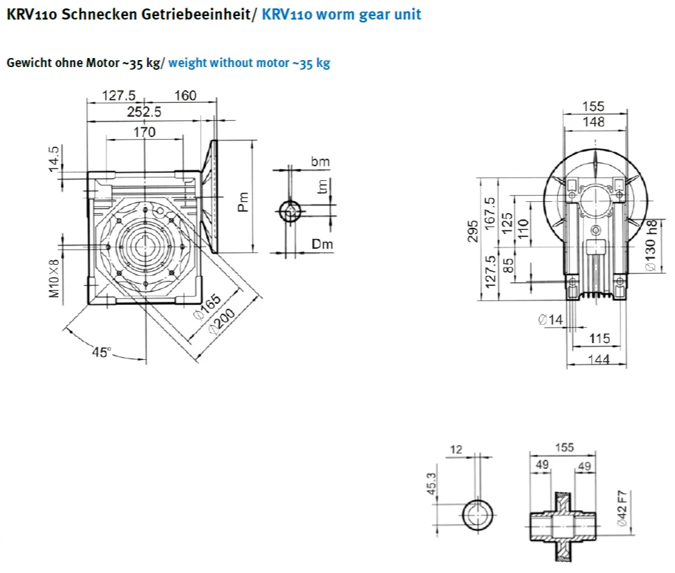 Schneckengetriebe KRV110