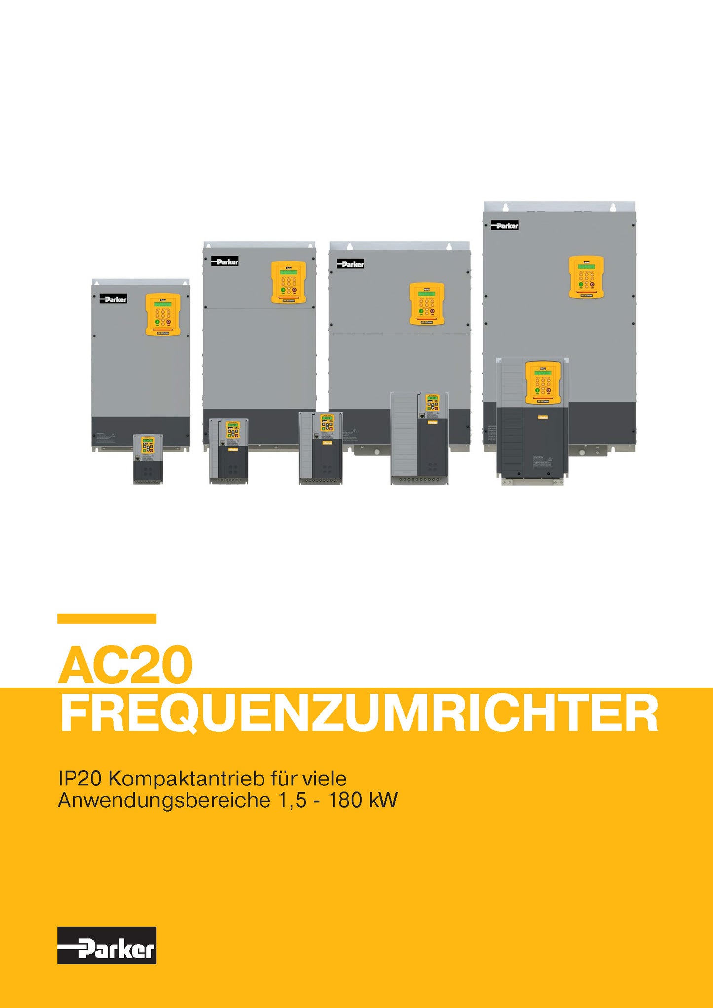 Frequenzumrichter Parker AC20 von 1,5 - 180kW, IP20 mit EMV-Filter
