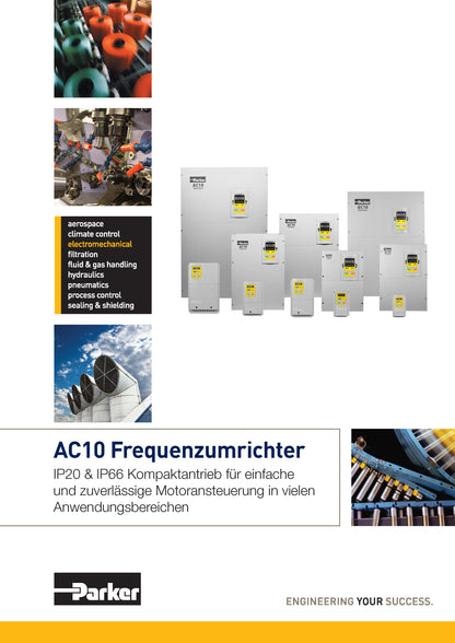 Frequenzumrichter Parker AC10 von 0,2 - 180kW, IP20 mit EMV-Filter
