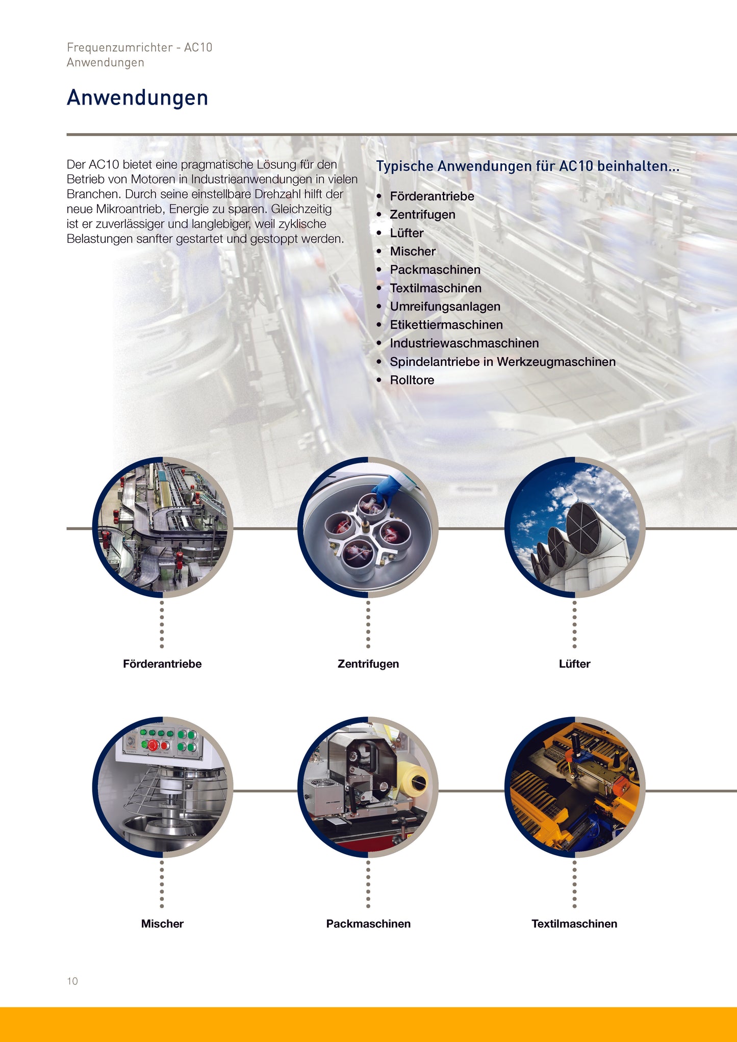 Frequenzumrichter Parker AC10 von 0,2 - 180kW, IP20 mit EMV-Filter