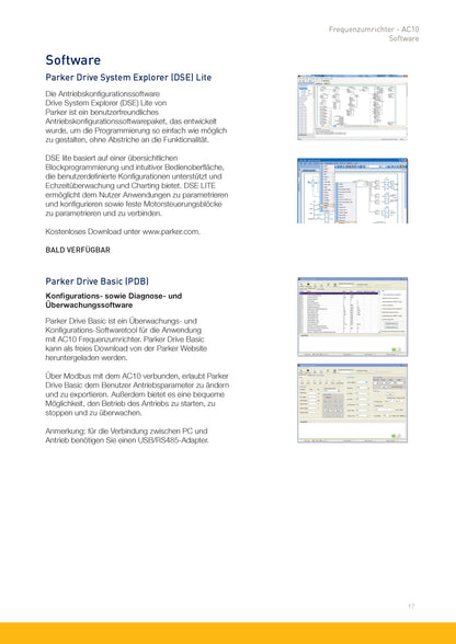 Frequenzumrichter Parker AC10 von 0,2 - 180kW, IP20 mit EMV-Filter