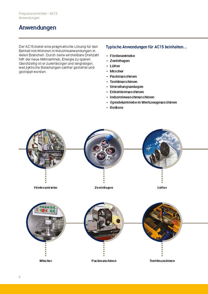 Frequenzumrichter Parker AC15 von 0,37 - 30kW, IP20 mit EMV-Filter