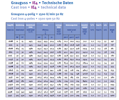 Energiesparmotor 11 - 630 kW, IE4, Grauguss, 2-polig, 3000 U/min