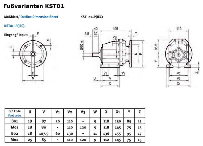 Stirnradgetriebe KST01 mit Welle d= 20mm