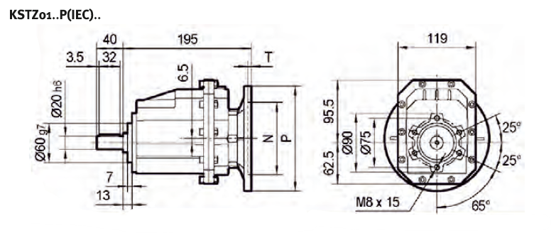 Stirnradgetriebe KST01 mit Welle d= 20mm