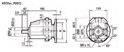 Stirnradgetriebe KST01 mit Welle d= 20mm