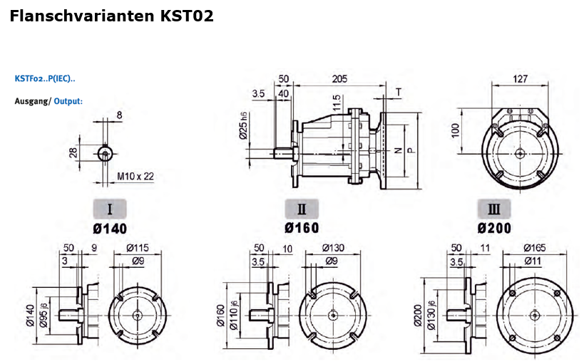 Stirnradgetriebe KST02 mit Welle d= 25mm