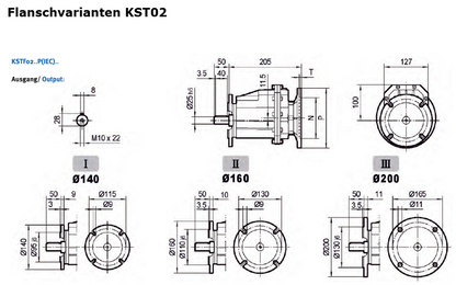 Stirnradgetriebe KST02 mit Welle d= 25mm