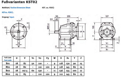 Stirnradgetriebe KST02 mit Welle d= 25mm