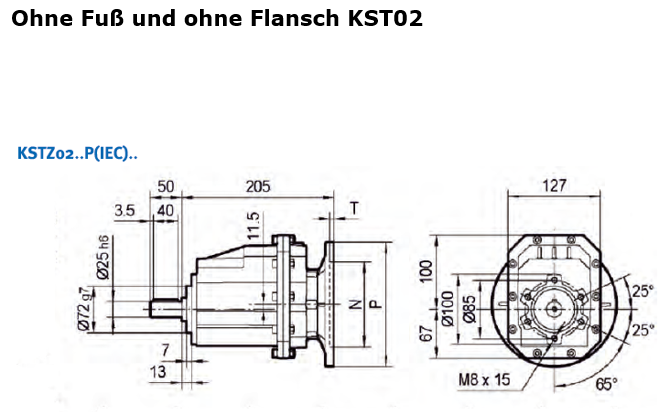 Stirnradgetriebe KST02 mit Welle d= 25mm