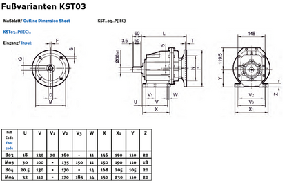 Stirnradgetriebe KST03 mit Welle d= 30mm