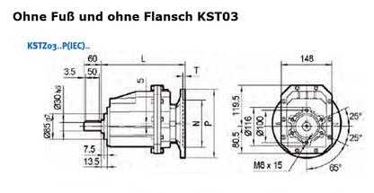 Stirnradgetriebe KST03 mit Welle d= 30mm