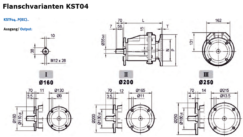 Stirnradgetriebe KST04 mit Welle d= 35mm