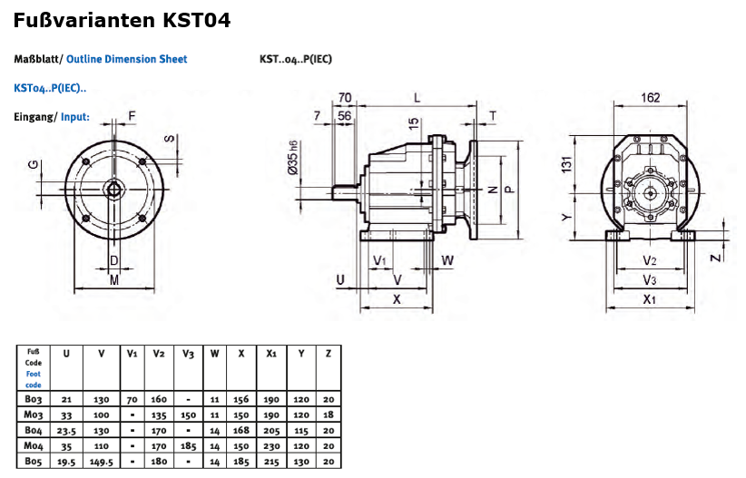 Stirnradgetriebe KST04 mit Welle d= 35mm
